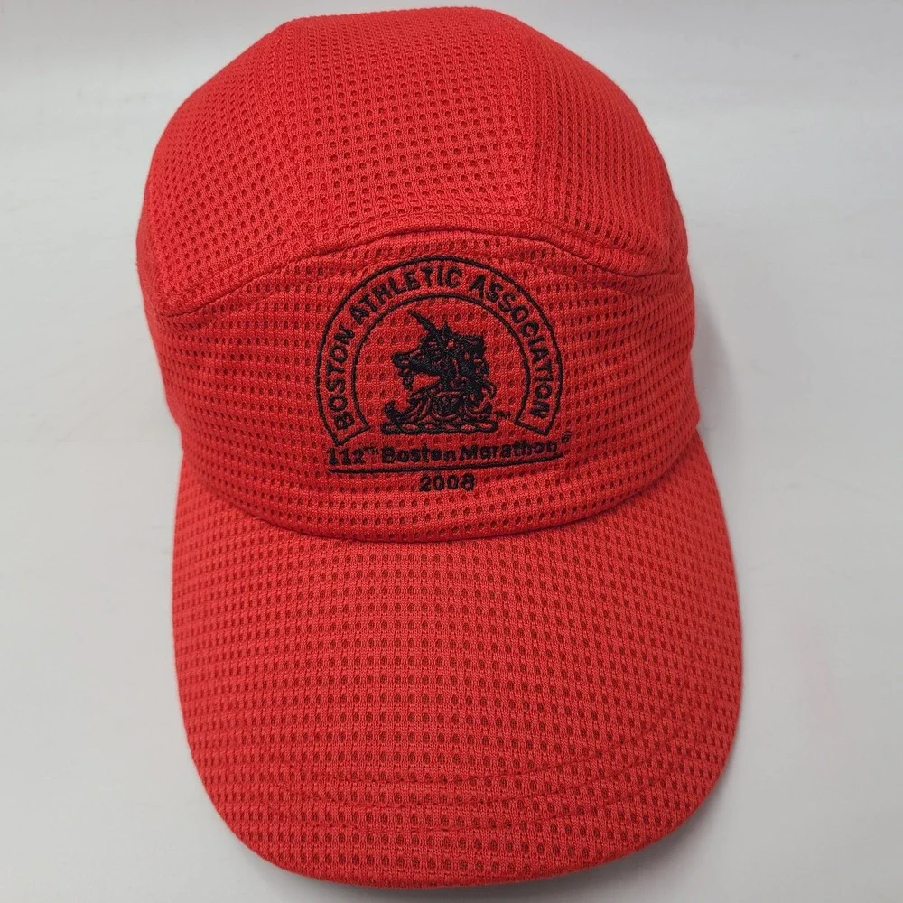 Vintage Boston Marathon Hat Adjustable Adidas Red Panel Mesh 2008 Running Men